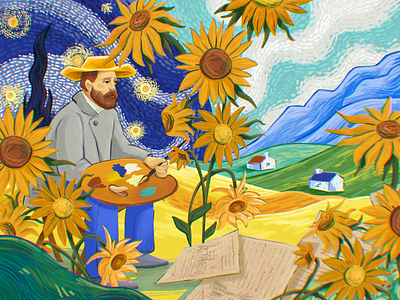 Artists' Universe: Vincent van Gogh art artist artwork character design design studio digital art digital illustration digital painting graphic design illustration illustration art illustrator landscape nature painter painters painting sunflowers van gogh