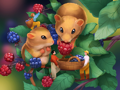 Book Illustration: Berry Expert Mice