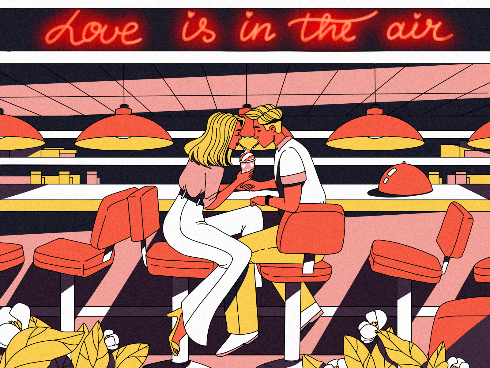 Love Is in the Air bar couple design design studio digital art digital illustration digital painting graphic design illustration illustration art illustrations illustrator love people procreate relationship restaurant romance romantic valentines day