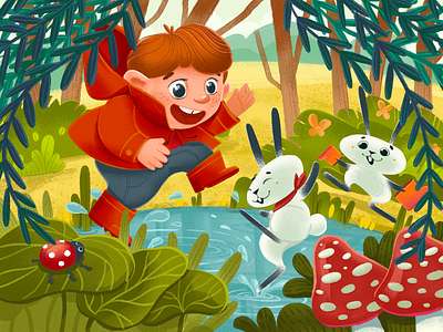 Watercolor Fairytale Forest Adventure Book Digital Art Print
