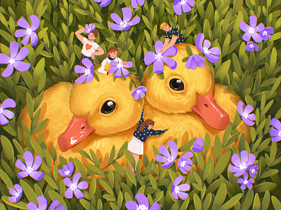 Book Illustration: Cute Ducklings