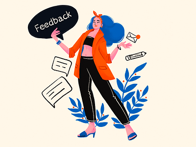 Feedback in Creative Process blog illustration communication creative process design design process design studio digital art digital illustration digital painting emails feedback graphic design illustration illustration art illustrations illustrator project management tubik blog woman work