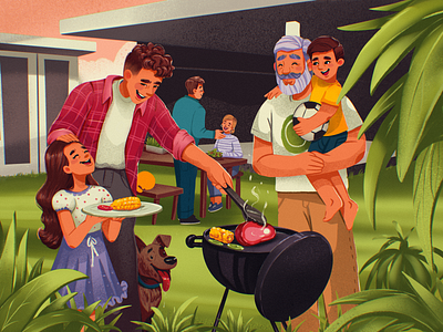 Family Weekend Illustration barbecue design design studio digital art digital illustration digital painting family fun graphic design illustration illustration art illustrations illustrator love open air people people illustration procreate summer weekend