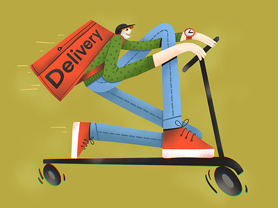 Fast Delivery Illustration boy city life delivery design design studio digital art digital illustration digital painting fast graphic design illustration illustration art illustrations illustrator jobs man people illustrations procreate scooter transport