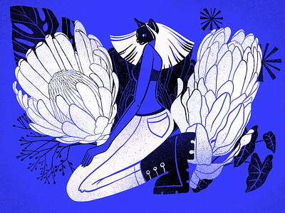 Botanicart: Blue blue botanic cat character colors design design studio digital art digital illustration digital painting flora flowers graphic design illustration illustrator kitty nature outdoors plants procreate