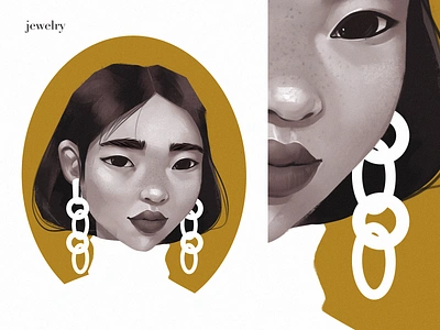 Jewelry and Bijou accessories beauty design design studio digital art digital artwork digital illustration digital painting earrings fashion girl graphic design illustration illustration art illustrator people portrait procreate theme illustration woman