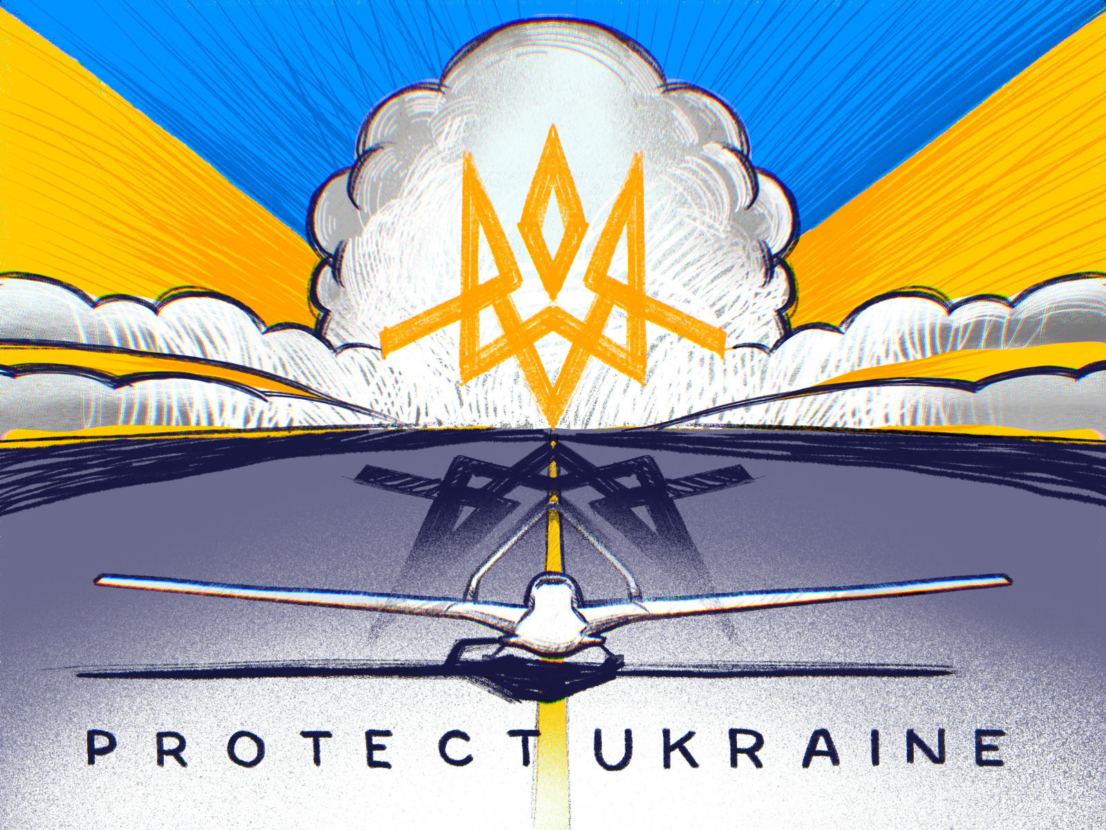 Protect Ukraine creative illustration design design studio digital art digital artists digital illustration digital painting graphic design illustration illustration art illustration artists illustrations illustrator no war in ukraine plane protect ukraine sky stand with ukraine stop war ukraine