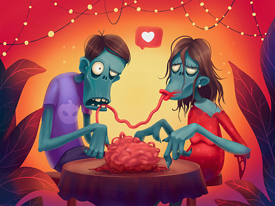 Zombie Date Illustration art character character design couple date design design studio digital art digital illustration digital painting funny illustration graphic design halloween halloween design illustration illustration art illustrations love procreate zombie