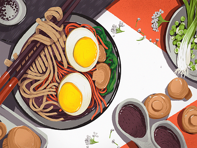 Asian Food Illustration asian food cuisine design design studio digital art digital illustration digital painting eating out food food and drink food illustration graphic design illustration illustration art illustrator noodles procreate restaurant tasty