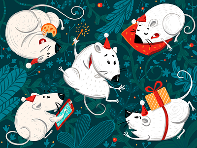 Christmas Rats Illustration