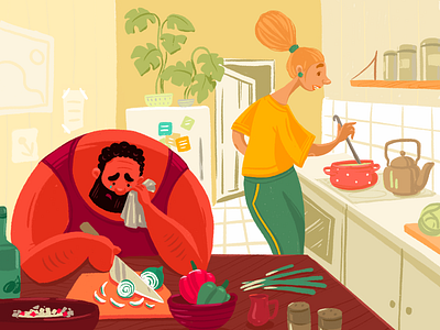 Cooking Together Illustration