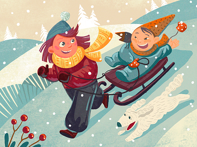 Sledging Fun Illustration