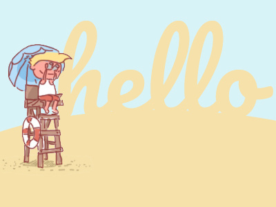 Hello dribbblers! beach debut first shot hello illustration lifeguard thank you