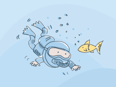 Scuba diver blue cute deep deep blue diving fish fun illustration ocean scuba diver sea water