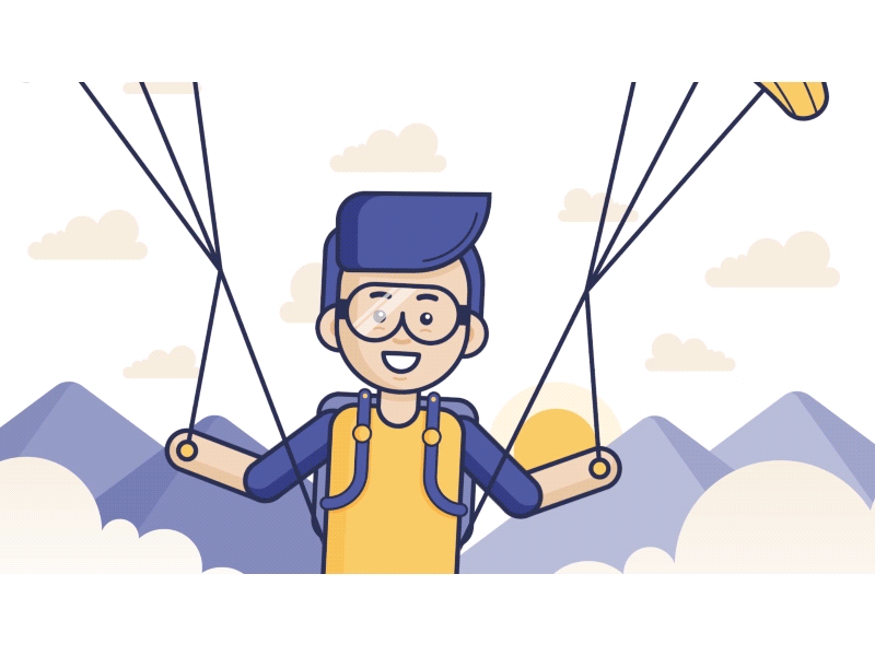 Cap Cadeau Intro animation character character animation design flat illustration logo motion motion design mountains parachutist skydiving