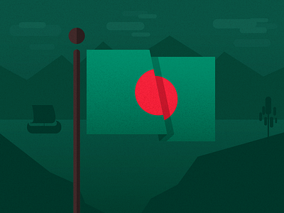 Bangladesh Flag angular bangladesh flag geometric flag green flag shadow silhouette