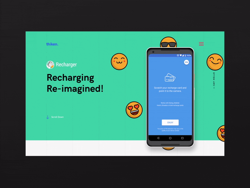 Recharger - Case Study animation branding emoji mobile app motion recharge thiken ui ux