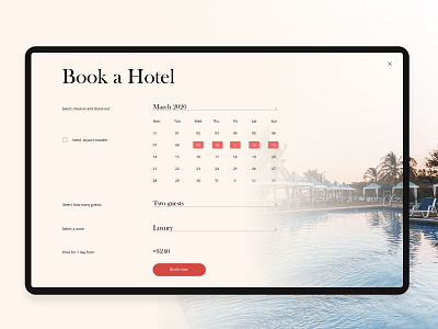 Hotel room reservation card design ui ui ux ux web website