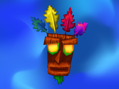 Aku Aku | A Crash Bandicoot Character Illustration character crash bandicoot mask pixel texture vector video game