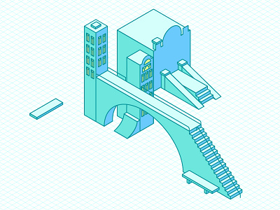 Skating the Library | WIP building fantasy isometric process projection wip