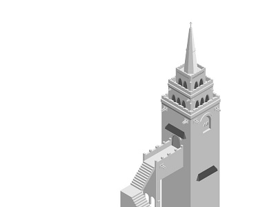 The Tower | WIP building fantasy grayscale isometric process projection structure tower wip