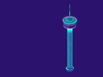 Tower of the Americas | Illustration | WIP building color fantasy grayscale isometric process progress projection structure tower wip