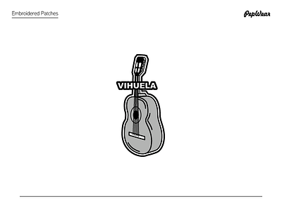Vihuela | Patch black choir embroidery guitar icon patch silver vihuela white