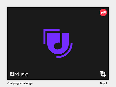 9/50 U Music Logo challenge daily logo music note purple streaming