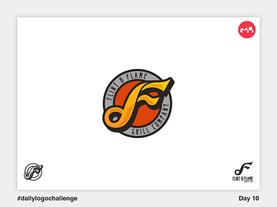 10/50 Flint and Flame Grill Co. Logo challenge daily f fire food grill logo monogram