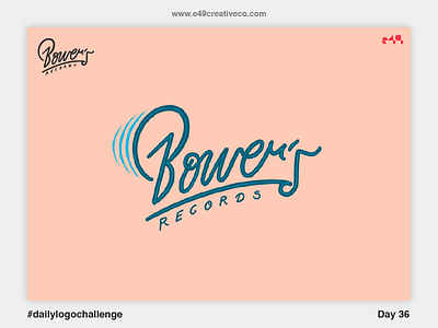 36/50 Bowers Records handlettered logo freehand handletter logo music records retro script signature