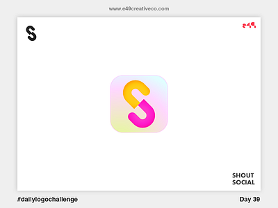 39/50 Shout Social App logo app connecting iridiscent logo pastel