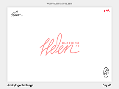 46/50 Helen Clothing Handrawn logo baby handrawing lettering logo monoline