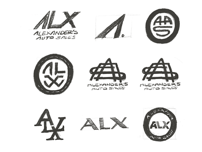 Digital sketches for ALX logo process sketch