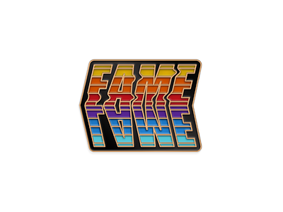 Lame Fame Gold metal Version enamel pin fame illustration lame lapel pin pin typography
