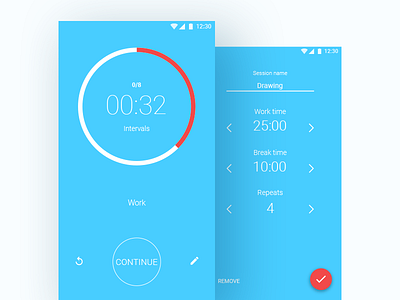 Learn & Work timer app design productivity ui ux