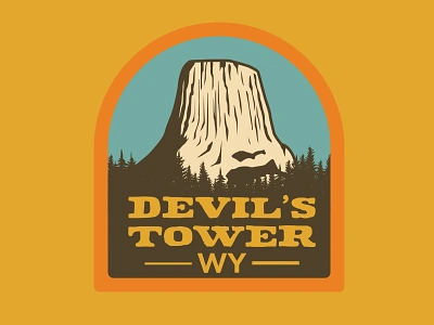 Devil's Tower adventure badge devils tower illustration logo outdoor badge outdoors patch retro travel vintage wilderness wyoming