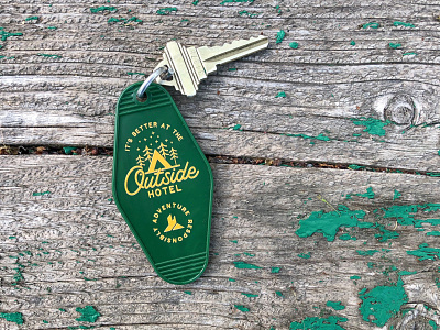 Outside Hotel Key Chain adventure branding camping logo national park outdoors product retro tent vintage wilderness