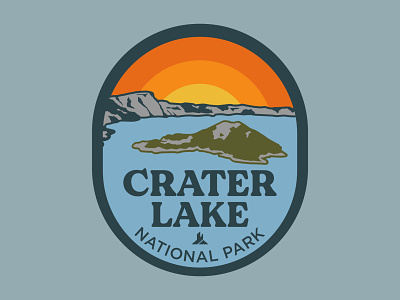 Crater Lake adventure badge crater lake illustration logo national park oregon outdoor badge outdoors patch retro vintage wilderness