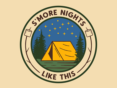 S'more Nights badge camp camping national park nature logo outdoor badge outdoors patch retro smore tent vintage wilderness