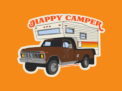 Happy Camper badge camper camper van camping happy camper illustration logo national park outdoor badge patch retro retro camping truck vintage