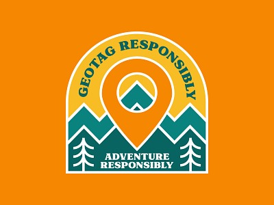 Geotag Responsibly badge geotag line art logo mountains national park outdoor badge outdoors patch retro retro mountain thick line vintage wilderness