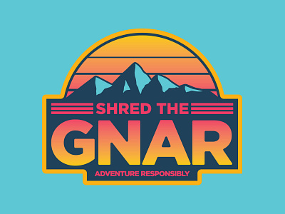 Shred The Gnar 80s 80s pop 80s style gnar outdoor design outdoor logo outdoors pop culture retro retro badge skiing