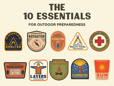 Ten Essentials badge illustration leave no trace logo national park outdoor badge outdoor logo outdoors patch retro ten essentials vintage wilderness