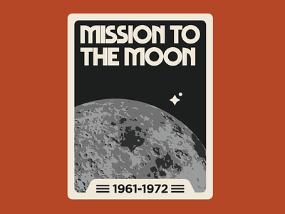 Mission To The Moon apollo moon apollo program badge logo mid century modern moon moon landing moon mission patch retro retro space space vintage