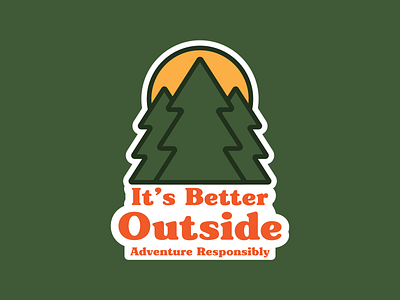 Better Outside badge design logo outdoor logo outdoors patch pine trees retro vintage wilderness