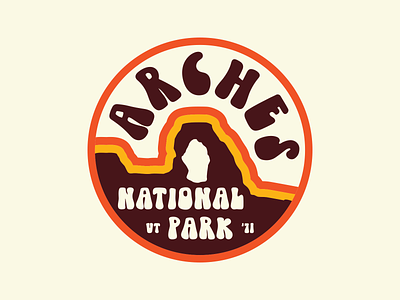 Funky Arches arches national park arches utah badge logo national park badge outdoors patch retro vintage wilderness