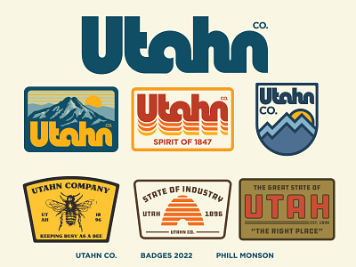 Utahn Co. Badges badge design illustration logo outdoor badge outdoors patch retro retro badges retro logo salt lake city utah utahn vintage