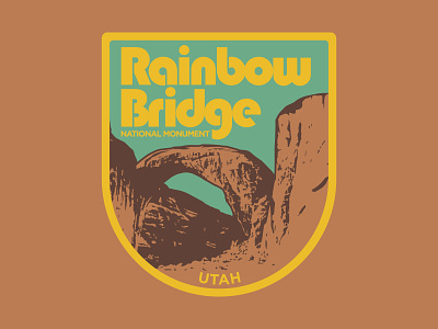 Rainbow Bridge badge design glen canyon lake powell logo outdoors patch rainbow bridge retro utah badge vintage wilderness