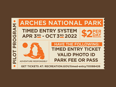 Arches Ticket arches national park badge logo outdoors patch retro ticket utah vintage vintage ticket