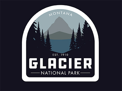Glacier National Park badge glacier montana mountain national park patch retro sticker vintage